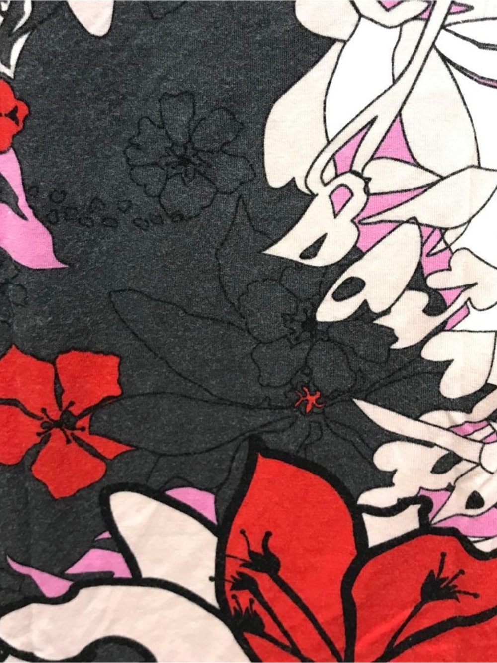 Christian Lacroix Bazar Floral Tee in Red, Pink & Gray - Picture 9 of 12